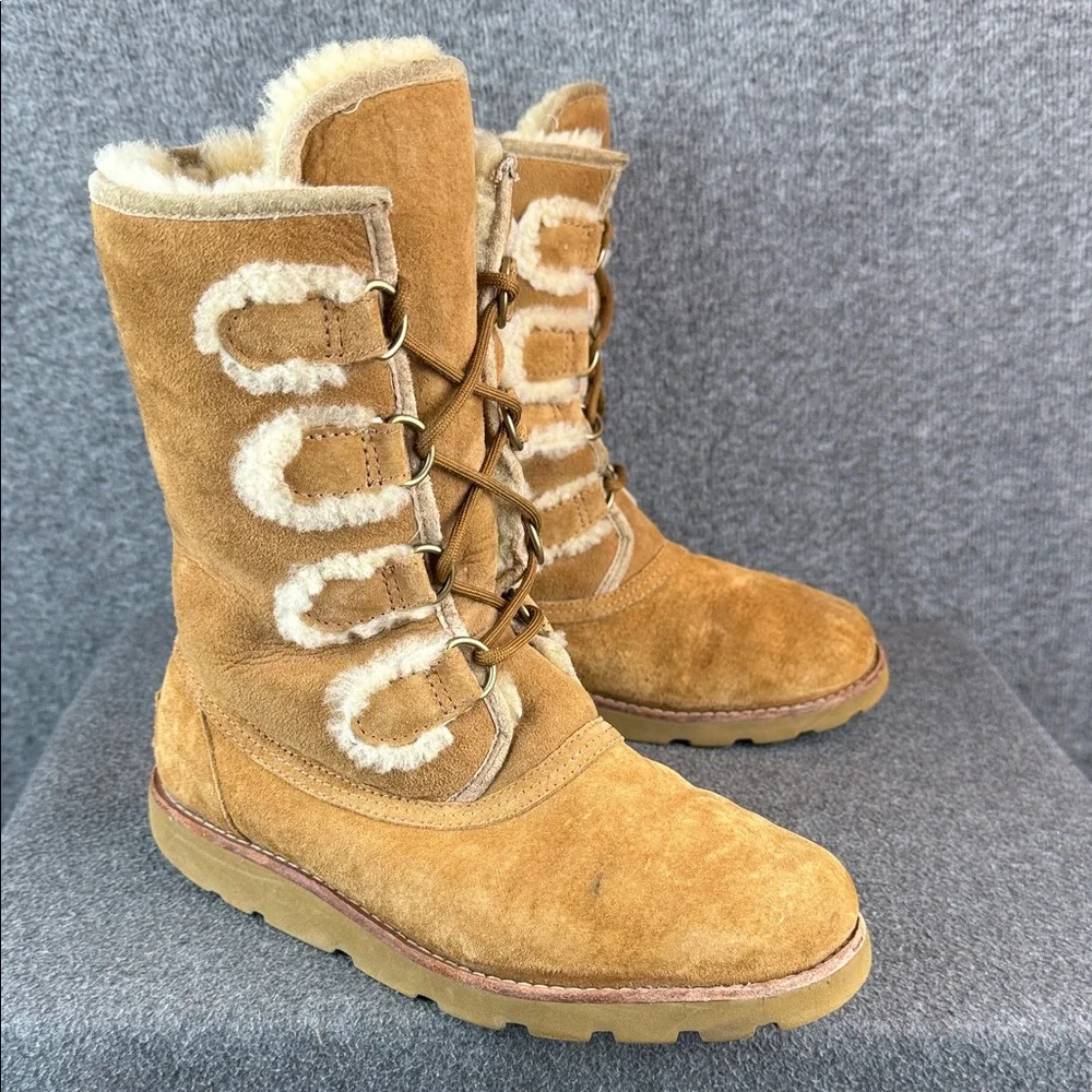 UGG Romney Women's Brown Shearling Lace-Up Boots Size 7‎